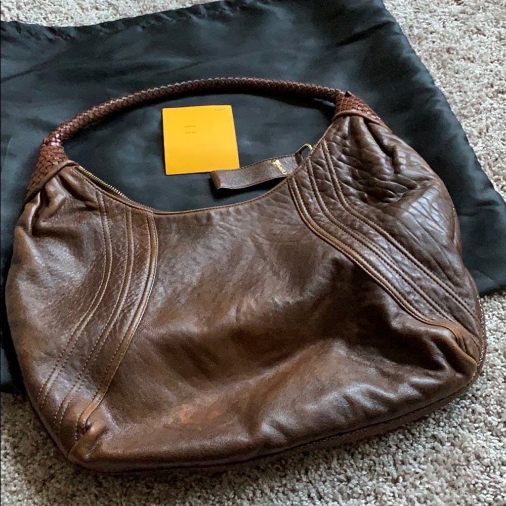 Authentic Fendi Spy Leather Braided Hobo